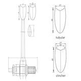 69mm deep tubular / clincher triple spoke carbon wheel, 27mm wide tubular, 20mm inner & 27mm outer wide clincher (tubeless ready)