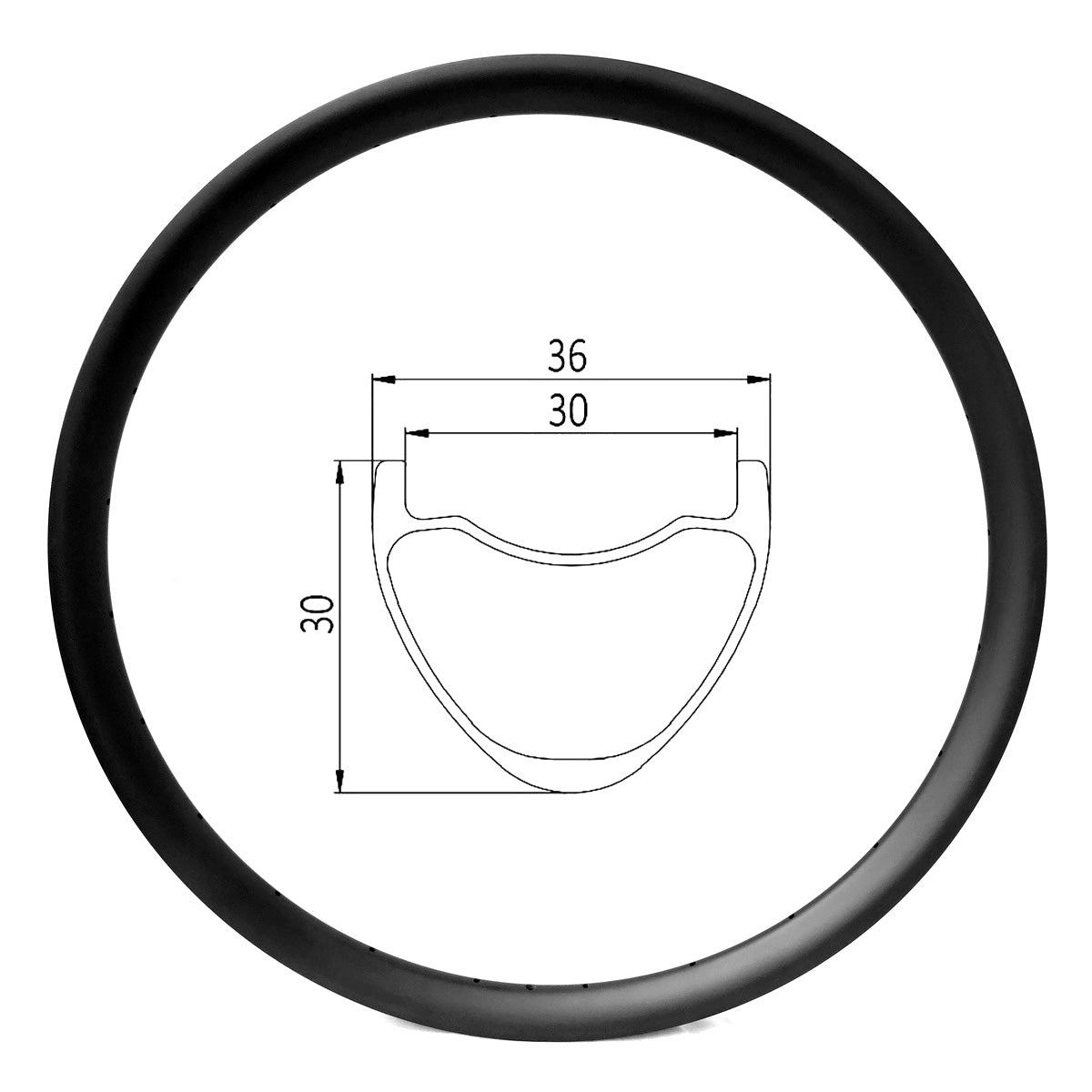 D30-30H Carbon Gravel Rim 36mm Wide 30mm Deep Hookless