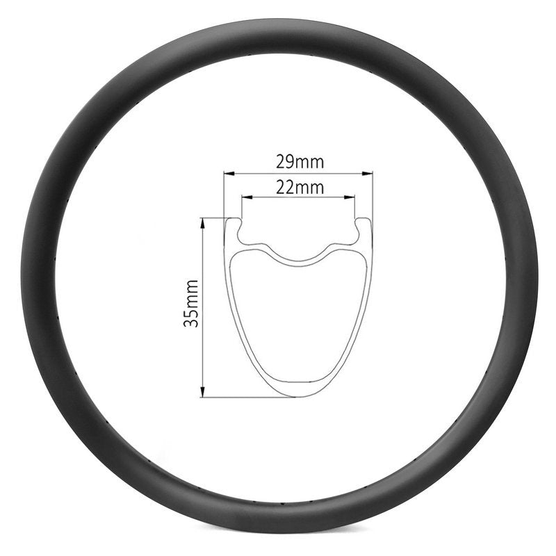 D22-35 Carbon Road/Gravel/CX Rim 29mm Wide 35mm deep Carbonal bike
