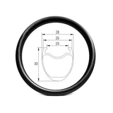 20 inch 406 carbon fiber clincher rim of 19mm internal 26mm external (max 28mm) width and 30mm depth, clincher tubeless