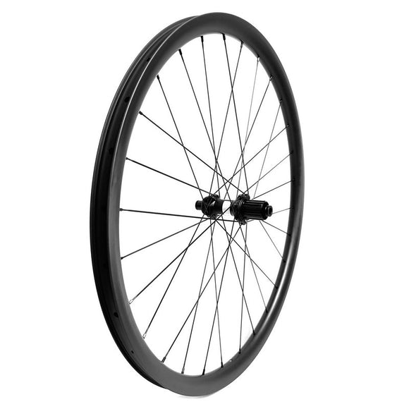 carbon mountain bike wheel built with DT Swiss 350 hub, rear wheel