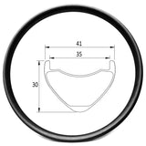 32“ carbon wheel rim of 35mm int 41mm ext width 30mm deep