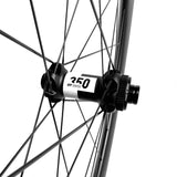 Carbon road bike racing wheel with dt swiss 350 front hub