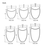 700c gravel bike 32mm internal width hook carbon rim profile, rim models: D32-39, D32-44, D32-49, D32-54, D32-59, D32-64