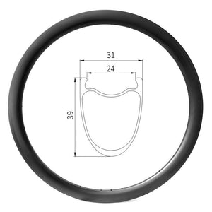 700c gravel bike wheel rim, 24mm inernal width, 31mm external width, 39mm deep clincher (tubeless ready)