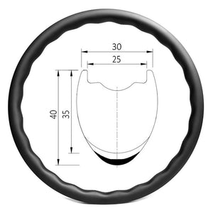 W25-3540H wave disc gravel bike 25mm internal width 40mm deep hookless rim - 400g