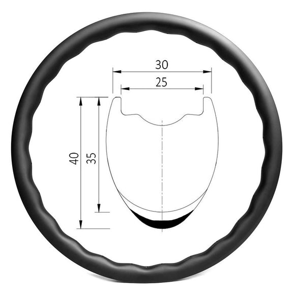 W25-3540H wave disc gravel bike 25mm internal width 40mm deep hookless rim - 400g