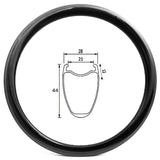 R21-44 rim brake road bike 21mm internal width 44mm deep clincher carbon rim - 480g