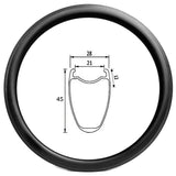 R21-45 rim brake road bike 21mm internal width 45mm deep clincher carbon rim - 480g