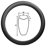 R21-55 rim brake road bike 21mm internal width 55mm deep clincher carbon rim - 530g