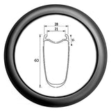 R21-60 rim brake road bike 21mm internal width 60mm deep clincher carbon rim - 560g