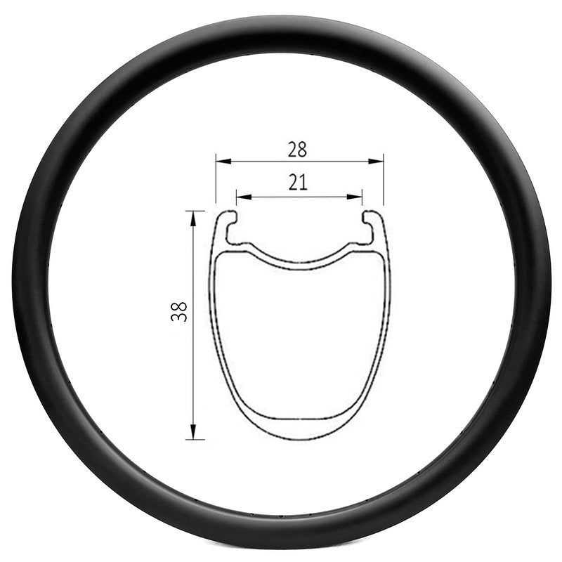 D21-38 Disc Carbon Road/CX/Gravel Rim 21mm Int 38 Deep | Carbonal Bike