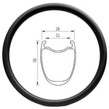 700c road bicycle carbon rim 21mm innner 28mm outer widths, 38mm deep, clincher tubeless