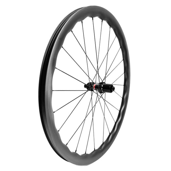 700c road bicycle wave shape carbon wheel 21mm internal, 28mm external, clincher tubeless