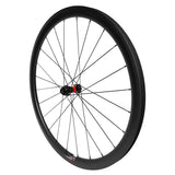 hand built carbon bicycle wheel 22mm internal width clincher with DT Swiss 240 hub, front wheel