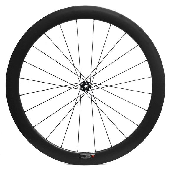 hand built carbon bicycle wheel with bitex hub, 21mm internal width clincher tubeless