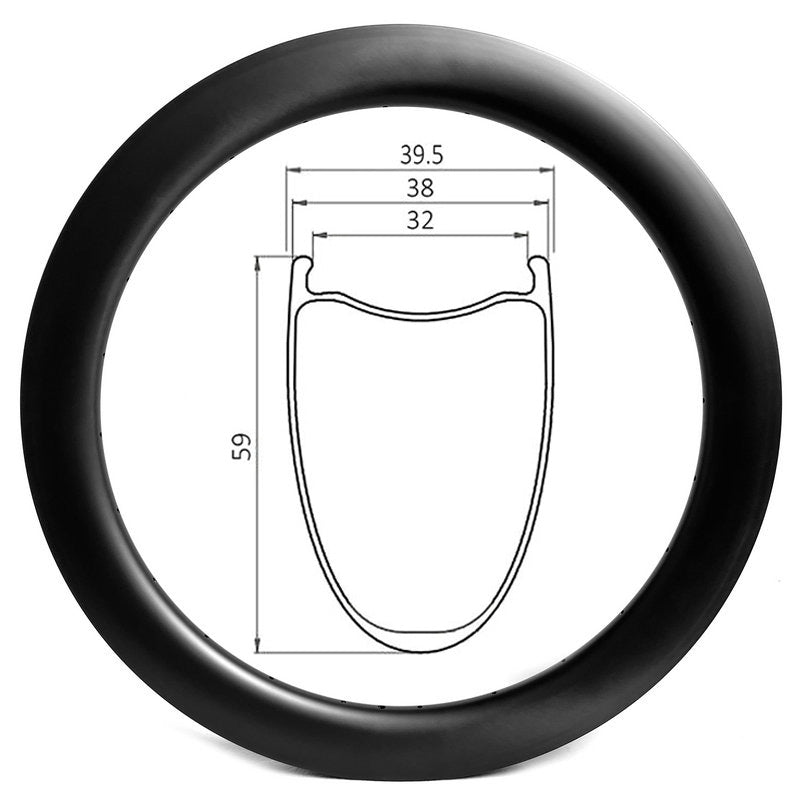 Disc Carbon Gravel/CX Rim - 32mm/38mm Wide 59mm Deep
