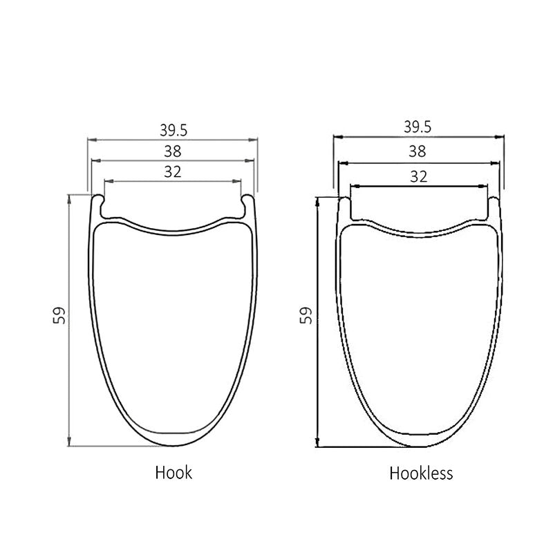 rim width for gravel bike Disc Carbon Gravel/CX Rim - 32mm/38mm Wide 59mm Deep