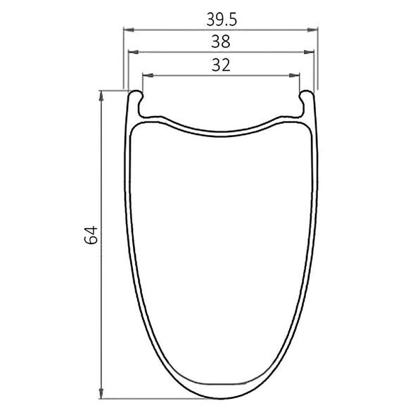 Disc Carbon Gravel/CX Rim - 32mm/38mm Wide 64mm Deep