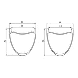 700c wide gravel bike carbon rim profile, 38mm internal (hookless) / 37.6mm internal (hook), 44mm external and 45mm deep