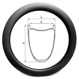 D38-60 gravel bike 38mm internal width 60mm deep tubeless carbon rim - 500g