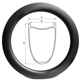 D38-65 700C gravel carbon rim, 38mm internal 44mm external width, 65mm deep, tubeless ready