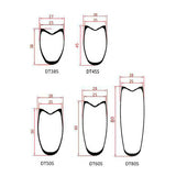700c carbon road 25mm wide tubular rim profiile, available rim models: DT38S, DT45S, DT50S, DT60S, DT80S
