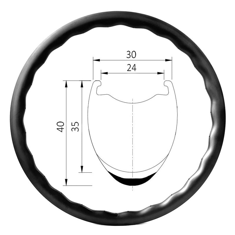 Disc Carbon CX/Gravel Rim - Wave Shape 35mm/40mm Deep | Carbonal Bike