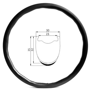 W23-3235 Wave disc 23mm internal 35mm deep tubeless carbon rim - 360g