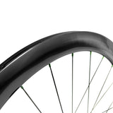 carbon road bicycle tubular wheel, green nipples