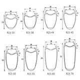 rim brake 21mm internal width carbon rims profie, available rim models: R21-33, R21-38, R21-44, R21-45, R21-50, R21-55, R21-60, R21-70