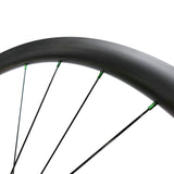custom gravel road bike wheel, green nipples