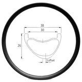 DH930X - 29er mtb asymmetric 30mm internal 26mm deep downhill carbon rim - 550g