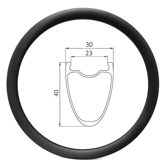 Disc Carbon Road/Gravel/CX Rims - 23mm Inner Clincher | Carbonal Bike