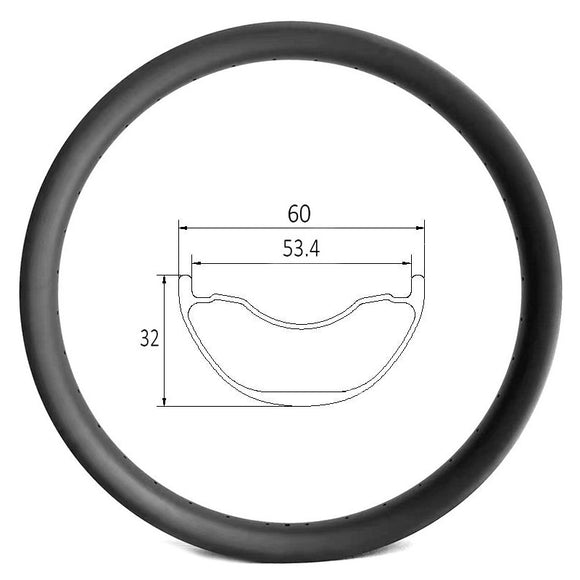 MX760 - 27.5er plus bike 60mm wide 32mm deep carbon rim - 550g