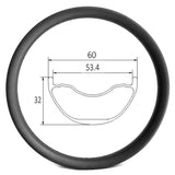 60mm external width (53.4mm internal) 32mm deep bike carbon rim