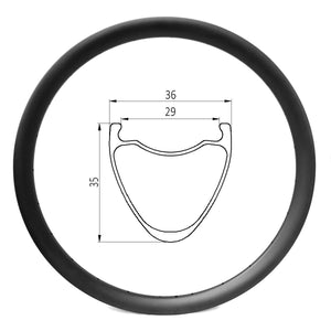 D29-35 Carbon Gravel Bike Rim - 36mm Wide 35mm Deep