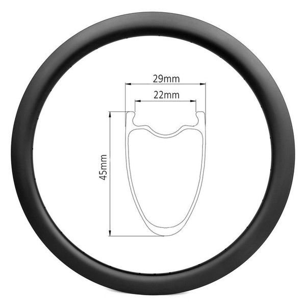 D22-45 Carbon Road/CX/Gravel Rim - 29mm Wide 45mm Deep | Carbonal Bike