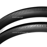 carbon bicycle rims with 3k twill brake track or grooved 3k twill brake track (optional)