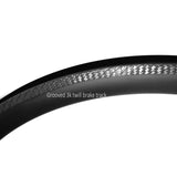 carbon road bicycle rim with grooved 3k twill brake track