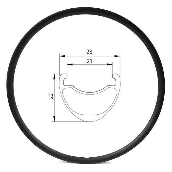 700c disc carbon bike rim of 21mm wide int 28mm wide ext 22mm deep clincher tubeless ready for road gravel bikes