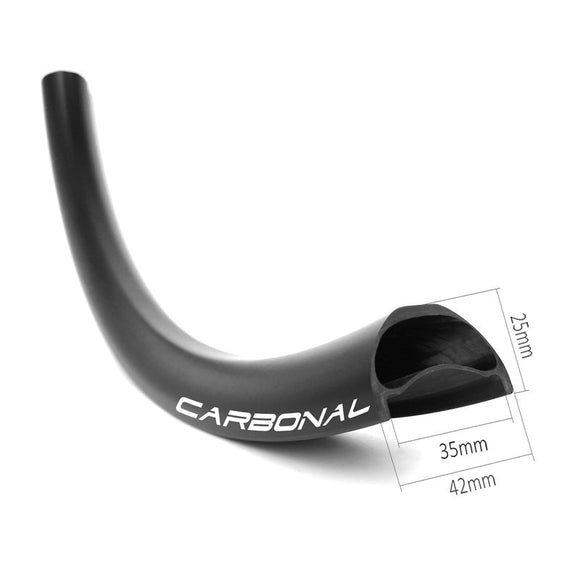 29er downhill bike carbon rim of 35mm wide int 42mm wide ext 25mm deep, hookless (tubeless ready)