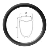 650b road gravel bicycle carbon rim of 22mm wide int 28 ext 45 deep, clincher tuebless compatible