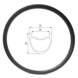 wide gravel bike carbon rim of 24mm wide int 31mm wide ext 29mm deep, clincher tubeless compatible for cyclo-cross and gravel bikes